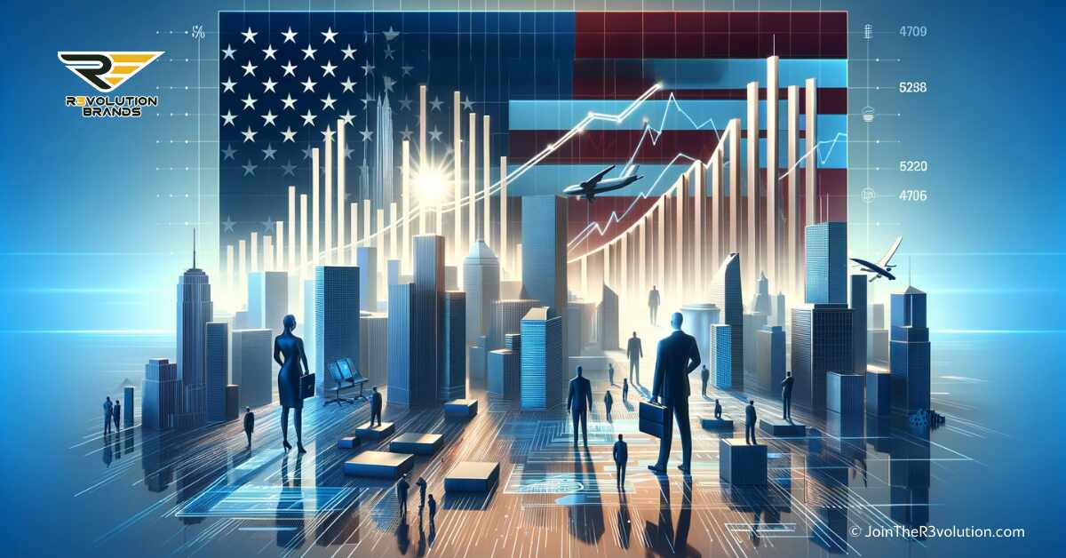 A 3D image depicting abstract elements of growth, innovation, and futuristic cityscapes, with silhouettes of business professionals exploring new ventures