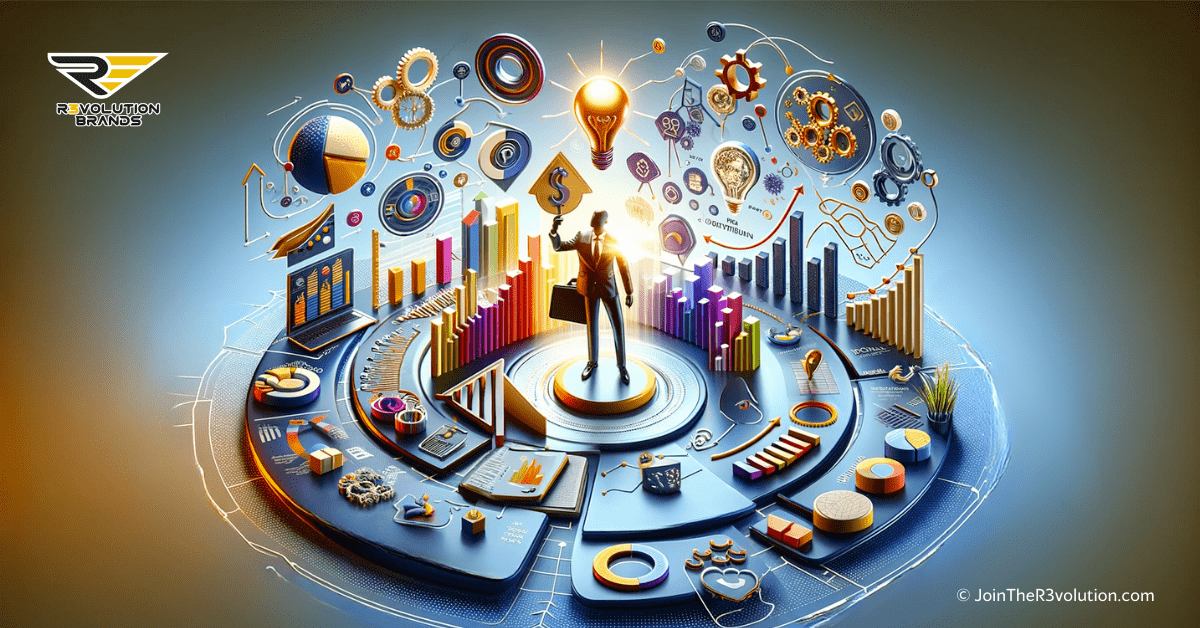 3D rendered image depicting the key elements of a successful business plan for startups, with charts, graphs, and strategic icons in a professional color scheme.