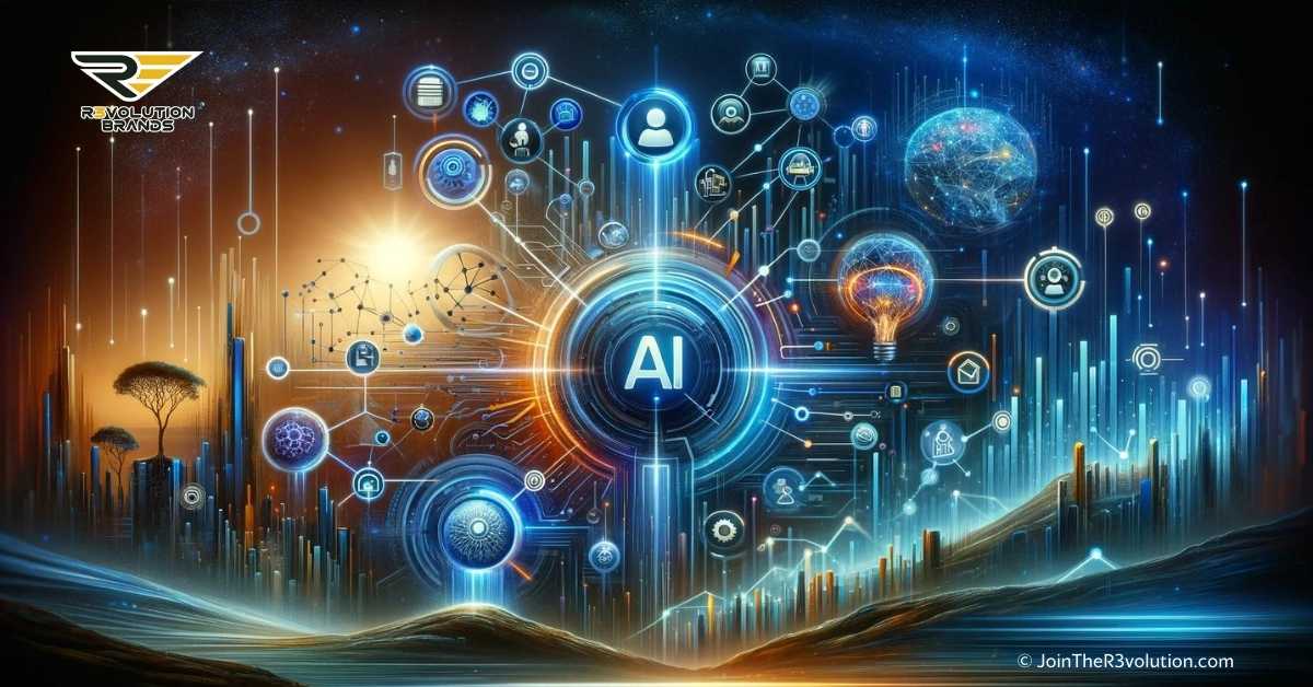 Illustrative representation of the integration of AI and technology in the franchising sector, highlighting how predictive analytics, personalized marketing, and ethical AI use are shaping the future of technology-driven franchises.